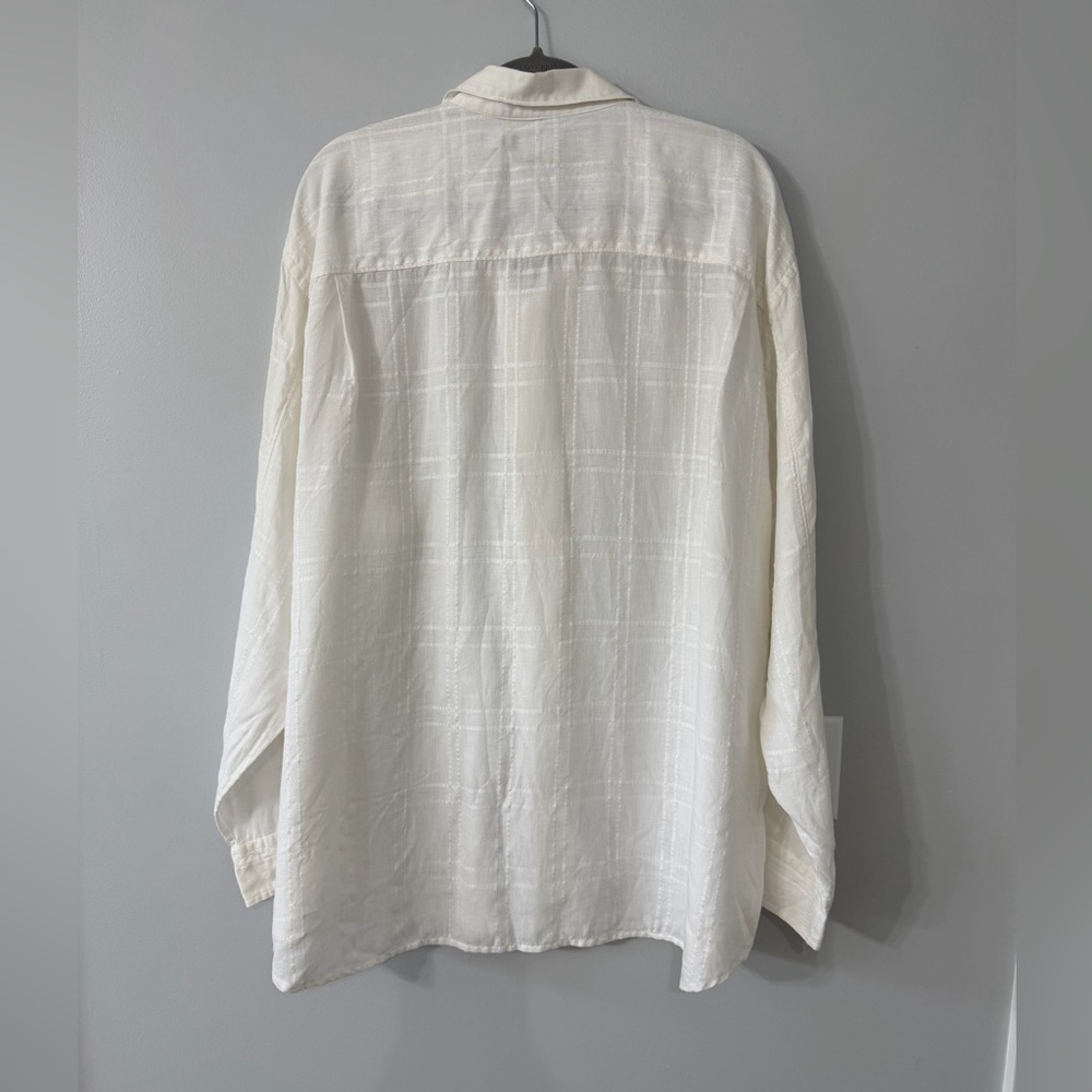 Tommy Bahama 100% Linen Button Down Shirt XXL Cream Island Casual
(A6)